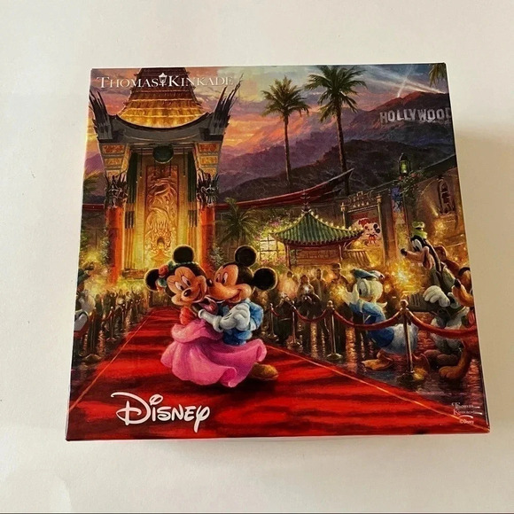 Thomas Kinkade Disney Mickey Minnie Hollywood 750 Piece Puzzle Complete - Picture 1 of 5